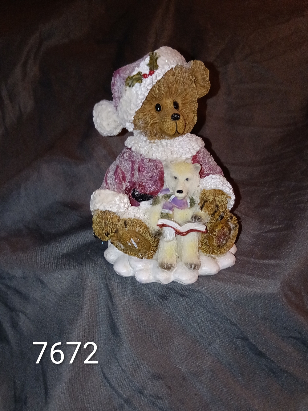 Christmas Bear And Husky Figurine